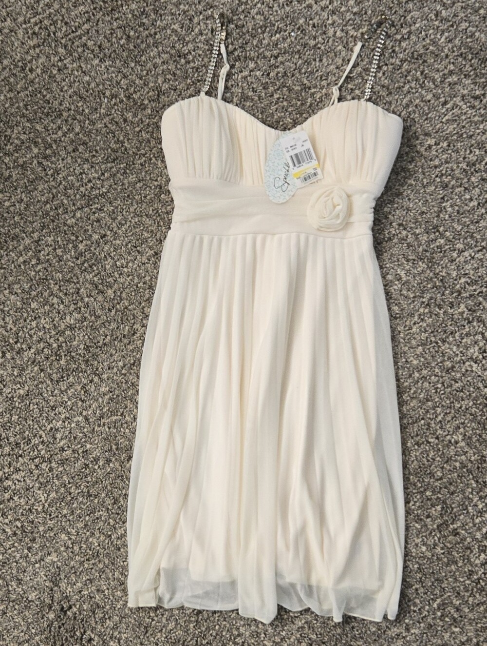 Speechless Sleeveless Ivory Party Dress with Floral Waist Accent